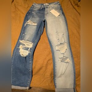 Flying Monkey Light and Dark Blue Distressed Skinny Jeans